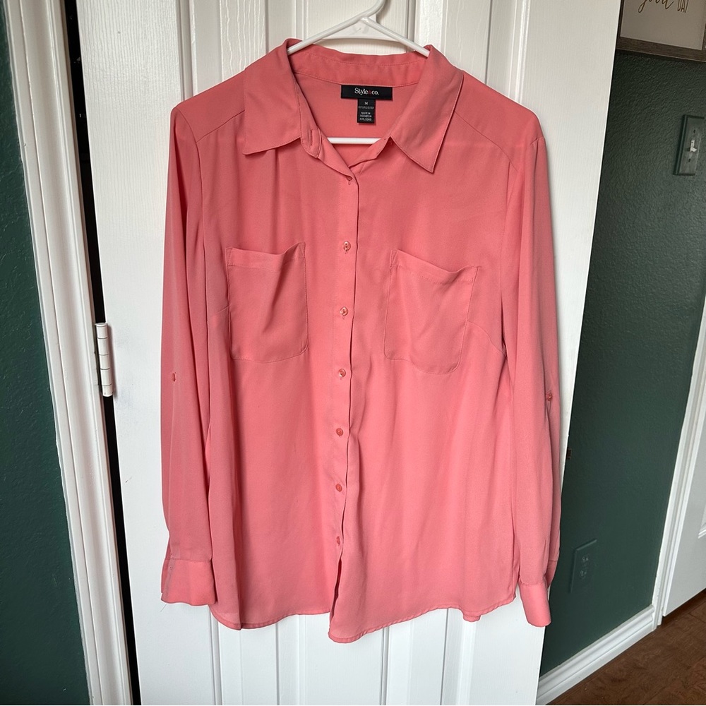 Style & Co button down top: size: M